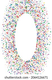 Ilustración de arco iris redondo anaranjado. Dot Happy Background. Círculo de marco multicolor. Textura de Confetti Brillante Roja.