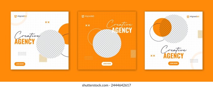 Orange runde Form Corporate Social Media Post Design, Business Square Minimal Vorlage Set