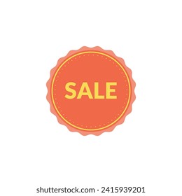 Orange round sticker label isolated on a transparent background. Colorful business sale sticker.  retro label for store discount, online promotion or social media post. vector illustration