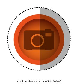 orange round symbol digital camera icon, vector illustration design