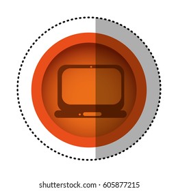 orange round symbol technology laptop service icon, vector illustration design