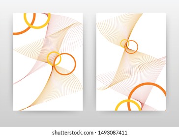 Orange round waved lines concept abstract design of annual report, brochure, flyer, poster. Yellow waved lines on white background vector illustration for flyer, leaflet, poster. A4 brochure template.