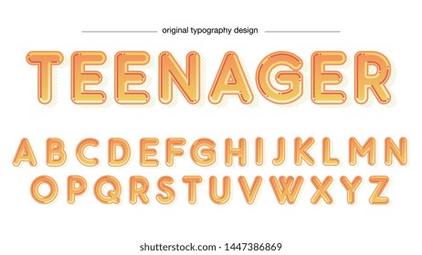 Orange Rounded Cartoon Typography Font Design
