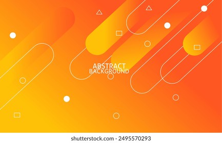 Orange Rounded Geometric Shapes Background. Abstract geometric shapes. With white lines vector gradient yellow and orange.