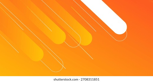 Plano de Fundo de Formas Geométricas Arredondadas Laranja. Formas geométricas abstratas. Com linhas brancas de gradiente de vetor amarelo e laranja.