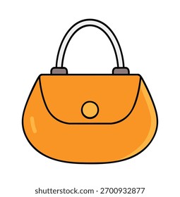 Bolsa redonda laranja com um fecho circular e punho branco Palavras-chave: bolsa, bolsa, saco