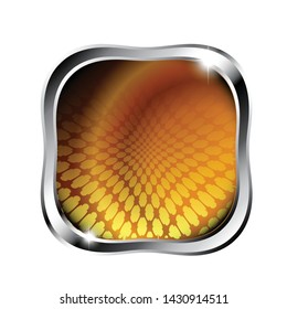 Orange rounded square textured background with a silver frame, with space for your text. Vector illustration.