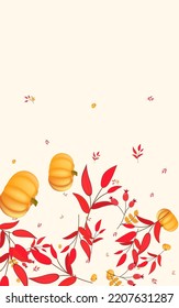 Vector Beige De Fondo Rojo Naranja. Halloween con hojas. Borde De Decoración Rojo. Textura de imagen. Tarjeta de recogida de hojas de oro.