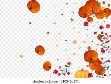 Orange Rowan Background Transparent Vector. Burgundy Fall Frame. Green Leaf Season Texture. Plant Park. Cute Template.