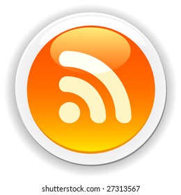 Orange rss icon. Vector illustration.