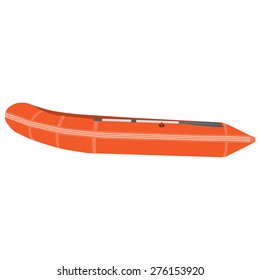 Orange rubber boat vector isolated. Inflatable boat. Lifesaving boat