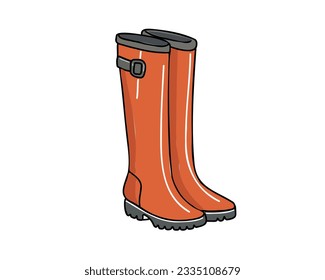 Botas de goma naranja, ilustración vectorial