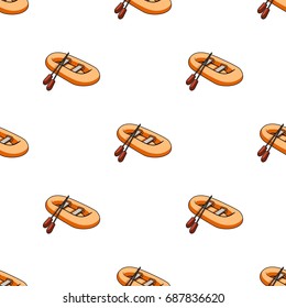 Orange rubber lifeboat.The boat, which weighs on the sides of large boats for the rescue.Ship and water transport single icon in cartoon style vector symbol stock illustration.