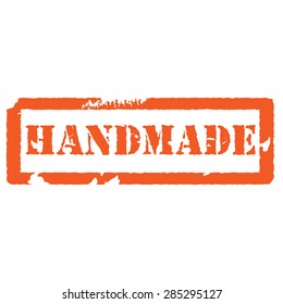 Orange rubber stamp handmade. Handicraft production stamp