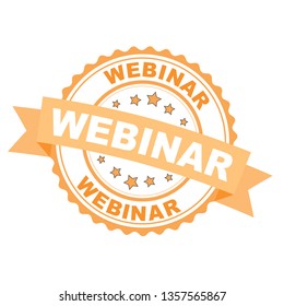 Orange rubber stamp with Webinar concept