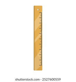Orange ruler with measurement markings on a white background. Vector illustration