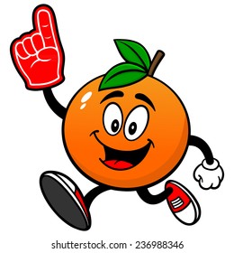 Orange Running with Foam Finger