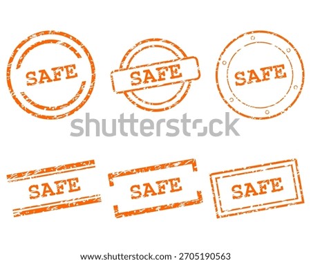 Orange safe stamps on white