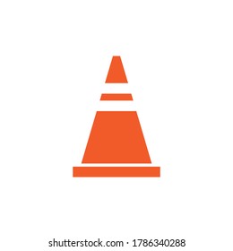 Orange Safety Cone, Warning Cone, Street Cone, Construction Cone Vector Icon Illustration Background