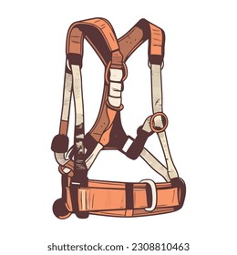 orange safety harness tool icon isolated