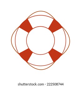 Orange safety ring on white background. Sea theme, help, rescue
