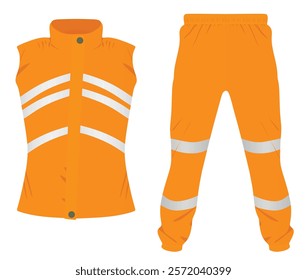 Orange  safety vest and pants. vector illustration