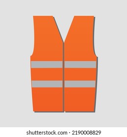 Orange safety vest with reflectors for extra visibility, isolated vector illustration