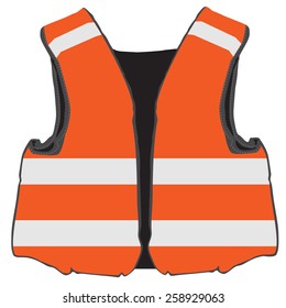 Orange safety vest vector isolated, protective workwear, worker