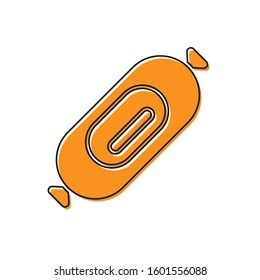 Orange Salami sausage icon isolated on white background. Meat delicatessen product.  Vector Illustration