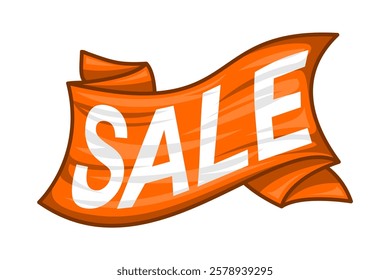 Orange SALE Ribbon Tag Vector Illustration – Isolated Promotional Sticker Design for Marketing and Advertising