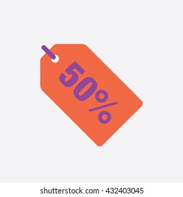 Orange Sale Tag Vector Icon 50 Percent