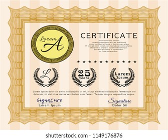 Orange Sample Certificate. Beauty design. Customizable, Easy to edit and change colors. Easy to print. 