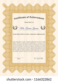 Orange Sample Certificate. With complex linear background. Customizable, Easy to edit and change colors. Modern design. 
