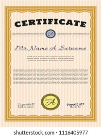 Orange Sample Certificate. Customizable, Easy to edit and change colors. With linear background. Sophisticated design. 