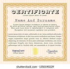 Orange Certificate Diploma Template Customizable Easy Stock Vector 