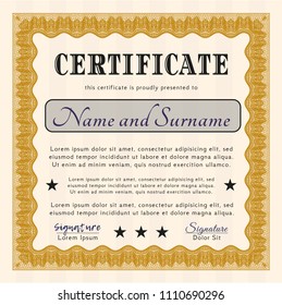  Orange Sample certificate or diploma. With complex background. Good design. Customizable, Easy to edit and change colors. 