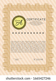 Orange Sample certificate or diploma. With linear background. Superior design. Customizable, Easy to edit and change colors. 