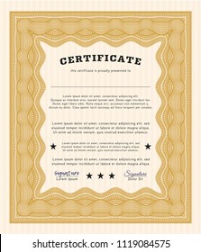 Orange Sample certificate or diploma. Modern design. Customizable, Easy to edit and change colors. With great quality guilloche pattern. 