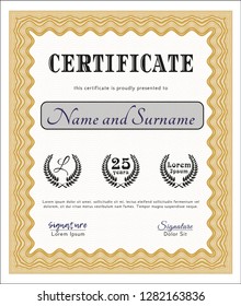 Orange Sample certificate or diploma. Perfect design. Customizable, Easy to edit and change colors. With great quality guilloche pattern. 