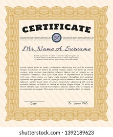 Orange Sample certificate or diploma. With quality background. Elegant design. Customizable, Easy to edit and change colors. 