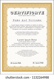 Orange Sample Certificate. Easy to print. Customizable, Easy to edit and change colors. Excellent design. 