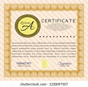 Orange Sample Certificate. Easy to print. Customizable, Easy to edit and change colors. Nice design. 