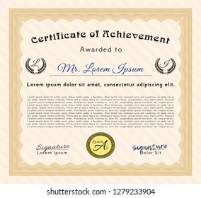 Orange Sample Certificate. Good design. Detailed. Easy to print. 
