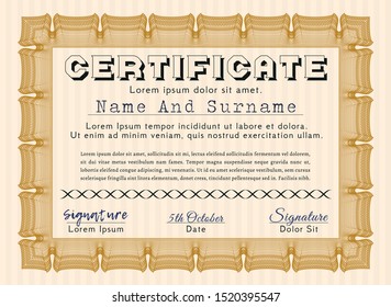 Orange Sample Certificate. Lovely design. With quality background. Customizable, Easy to edit and change colors. 