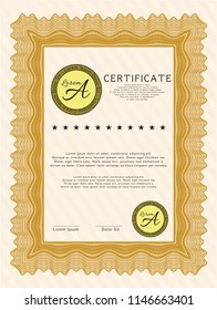 Orange Sample Certificate. Modern design. Detailed. Complex background. 
