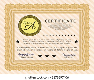 Orange Sample Certificate. Modern design. With quality background. Customizable, Easy to edit and change colors. 