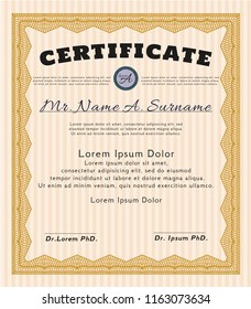 Orange Sample Certificate. Perfect design. Customizable, Easy to edit and change colors. Printer friendly. 