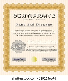 Orange Sample Certificate. Printer friendly. Customizable, Easy to edit and change colors. Artistry design. 