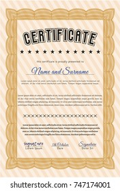 Orange Sample Certificate. With quality background. Customizable, Easy to edit and change colors. Superior design. 