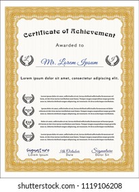 Orange Sample Certificate. Retro design. With quality background. Vector illustration. 